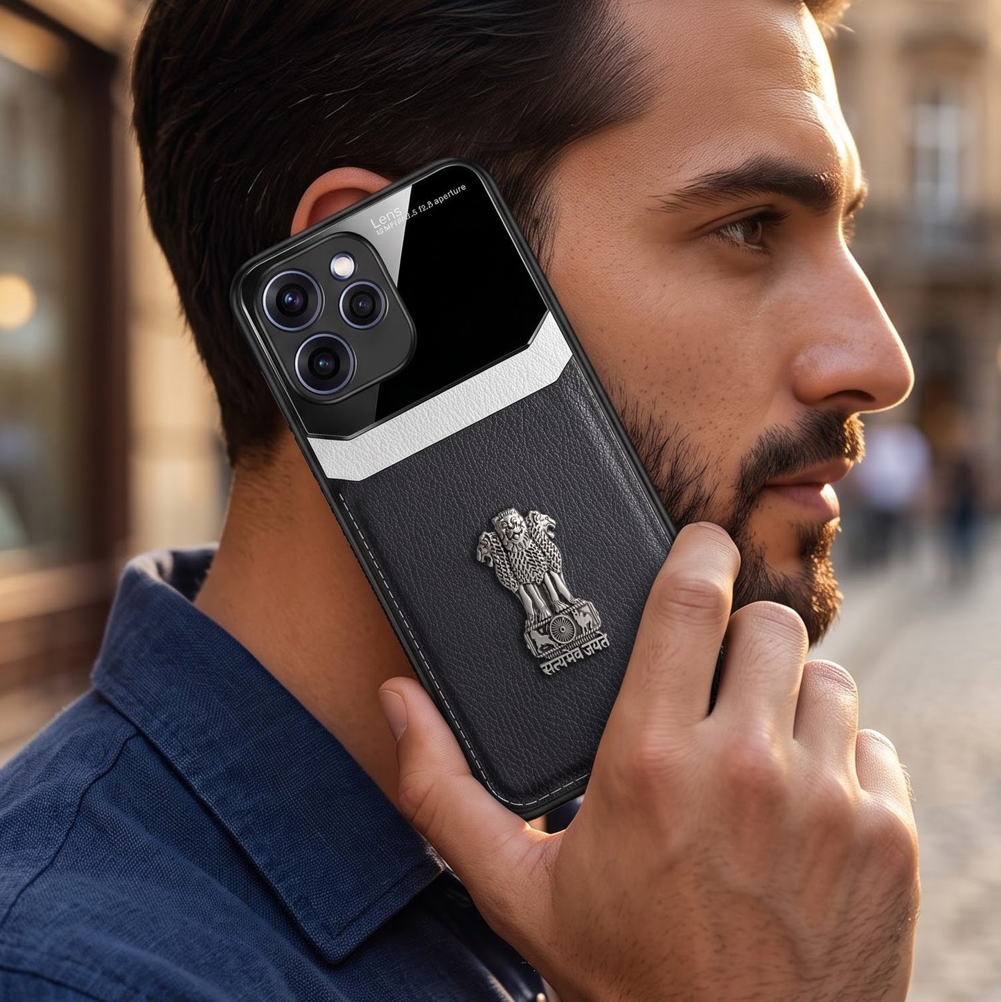 Oppo Reno 15 Pro Mini 5G Satyamev Jayate 3D Metal Leather Back Case