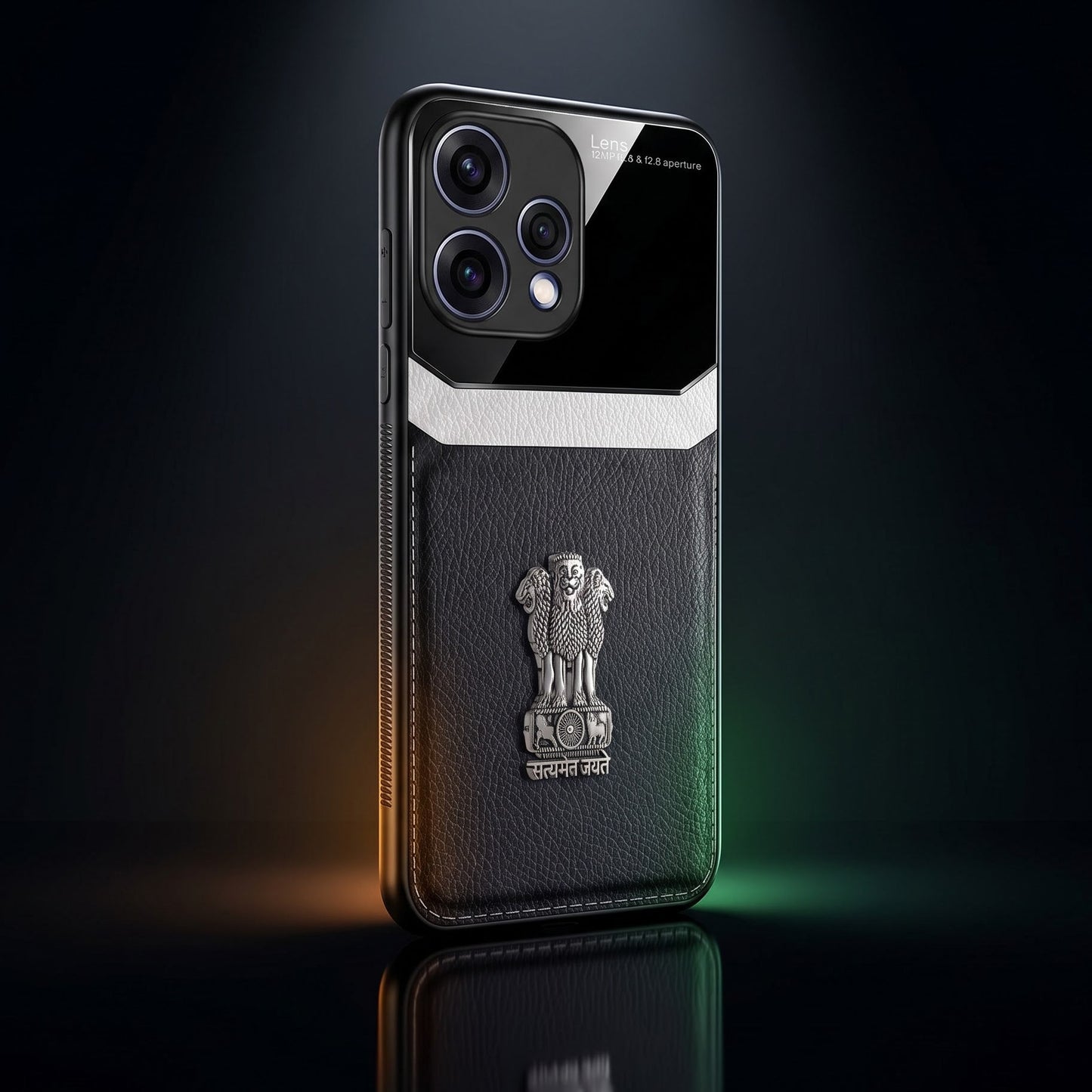 Oppo Reno 15 5G Satyamev Jayate 3D Metal Leather Back Case