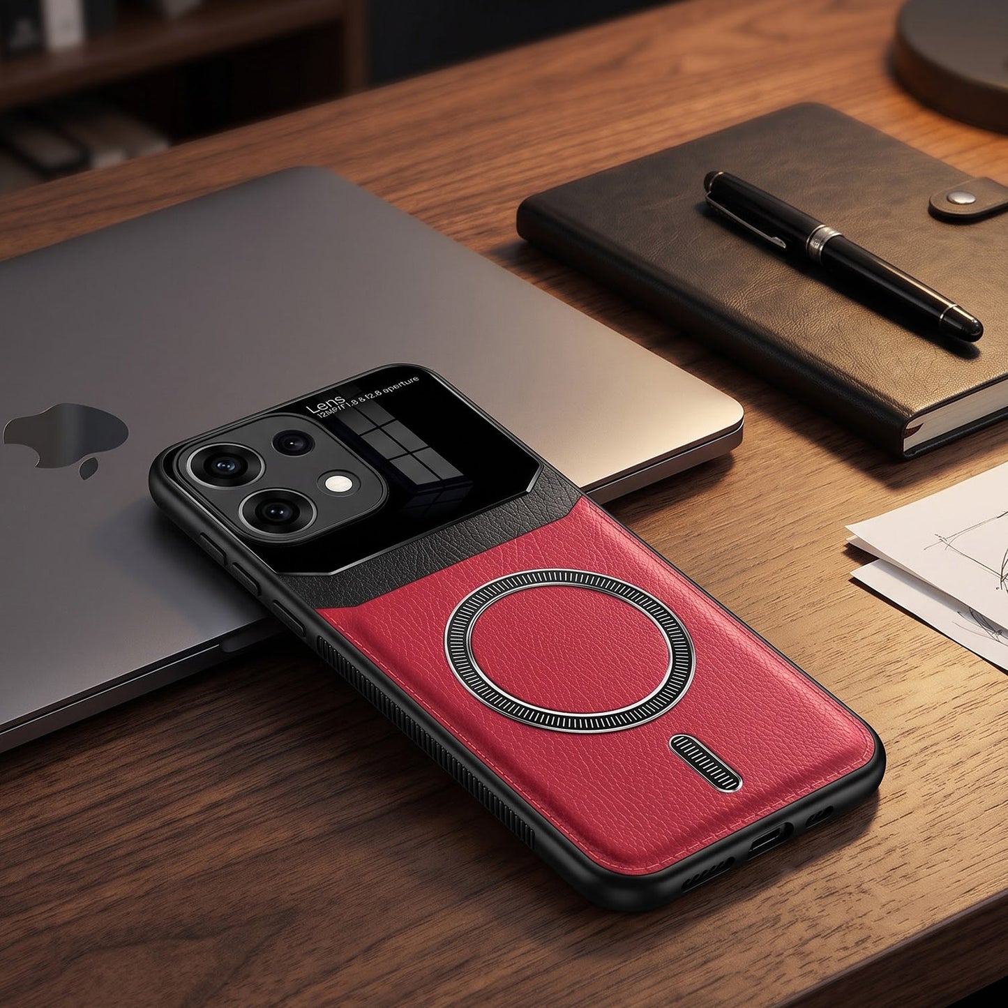 Oppo Reno16c 5G Premium Magsafe Magnetic Leather Lens Protective Case