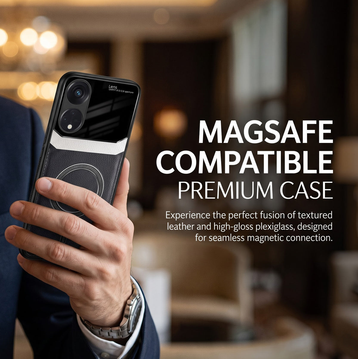 Oppo Reno 8T 5G Premium Magsafe Magnetic Leather Lens Protective Case