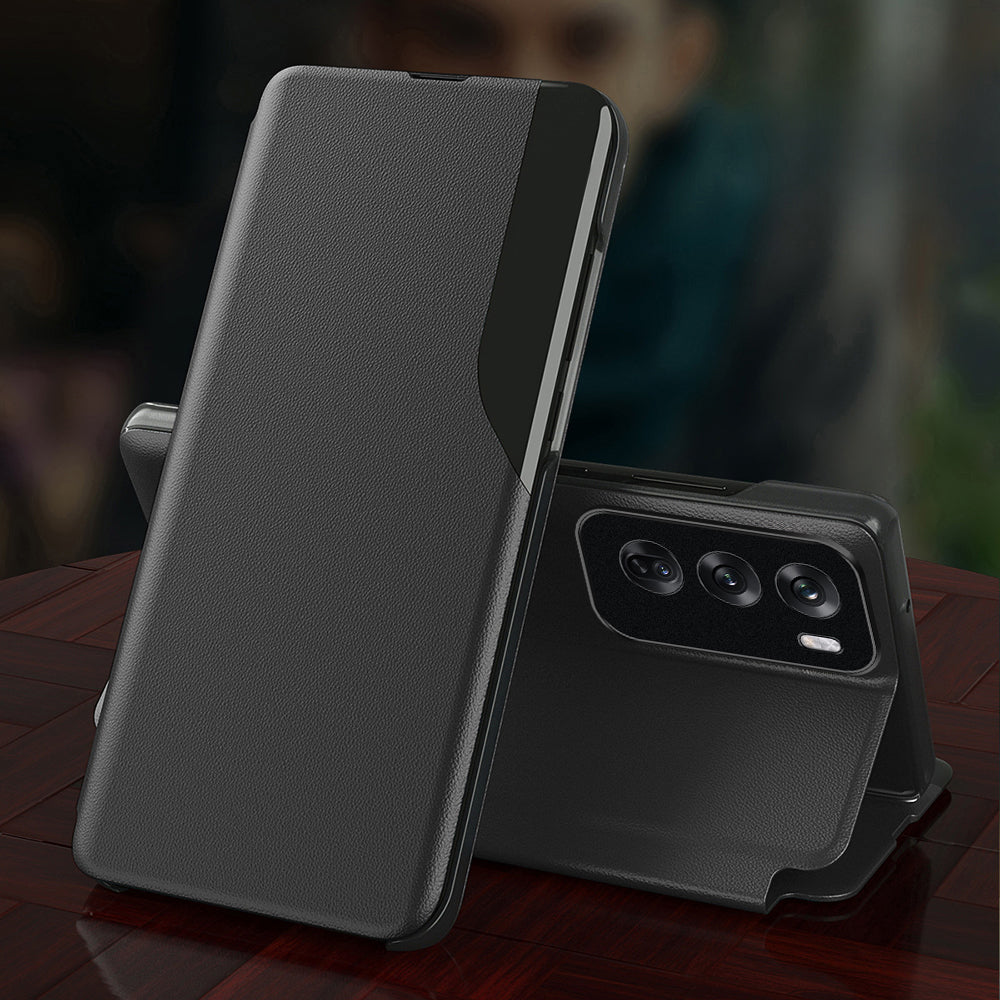 black Oppo Reno12 5G flip case with stand