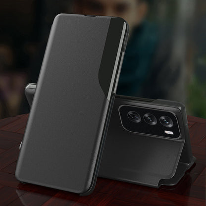 black Oppo Reno12 5G flip case with stand