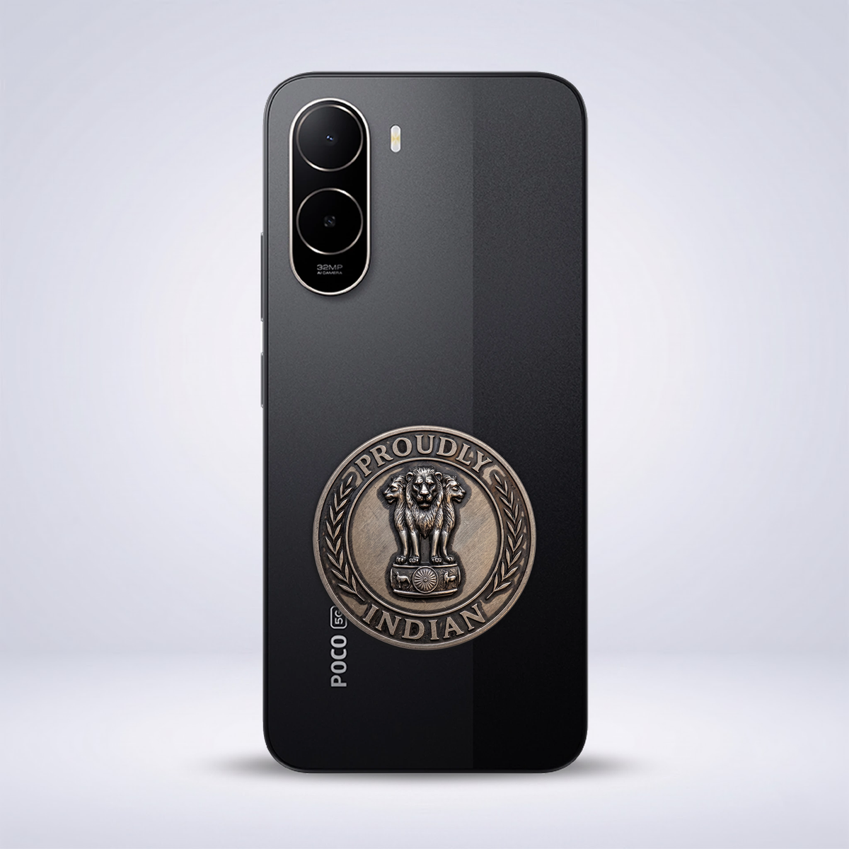 POCO C85x 5G Compatible Satyamev Jayate 3D Metal Emblem Sticker