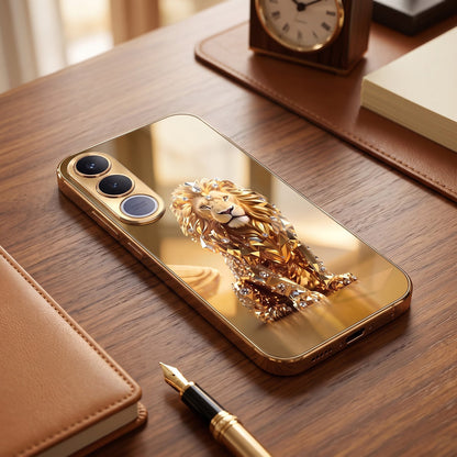 Vivo V70 FE 5G Luxury Lion Gold Electroplated Glass Phone Back Case