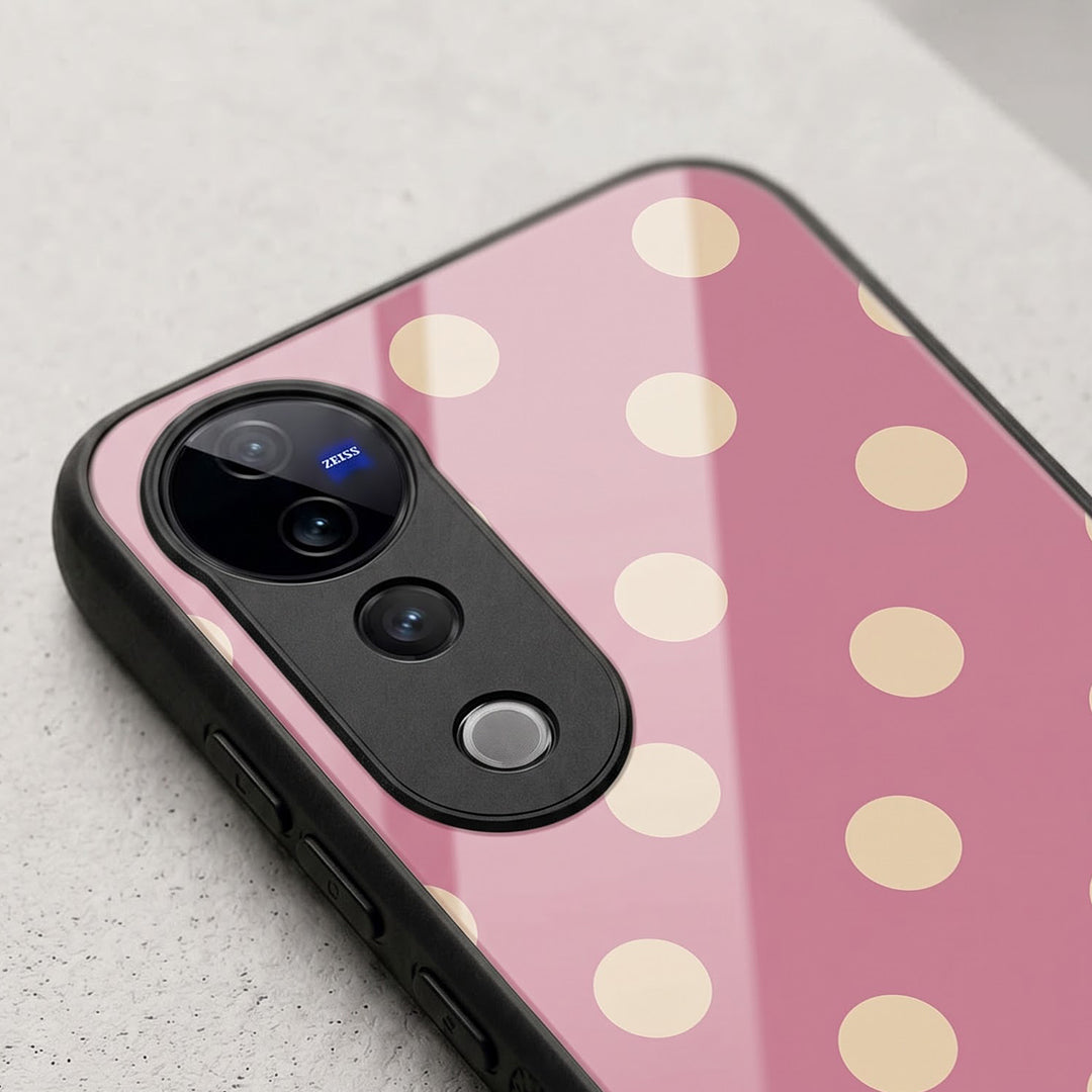Vivo V40 Pro 5G Elegant Pink & Gold Polka Dot Acrylic Back Cover