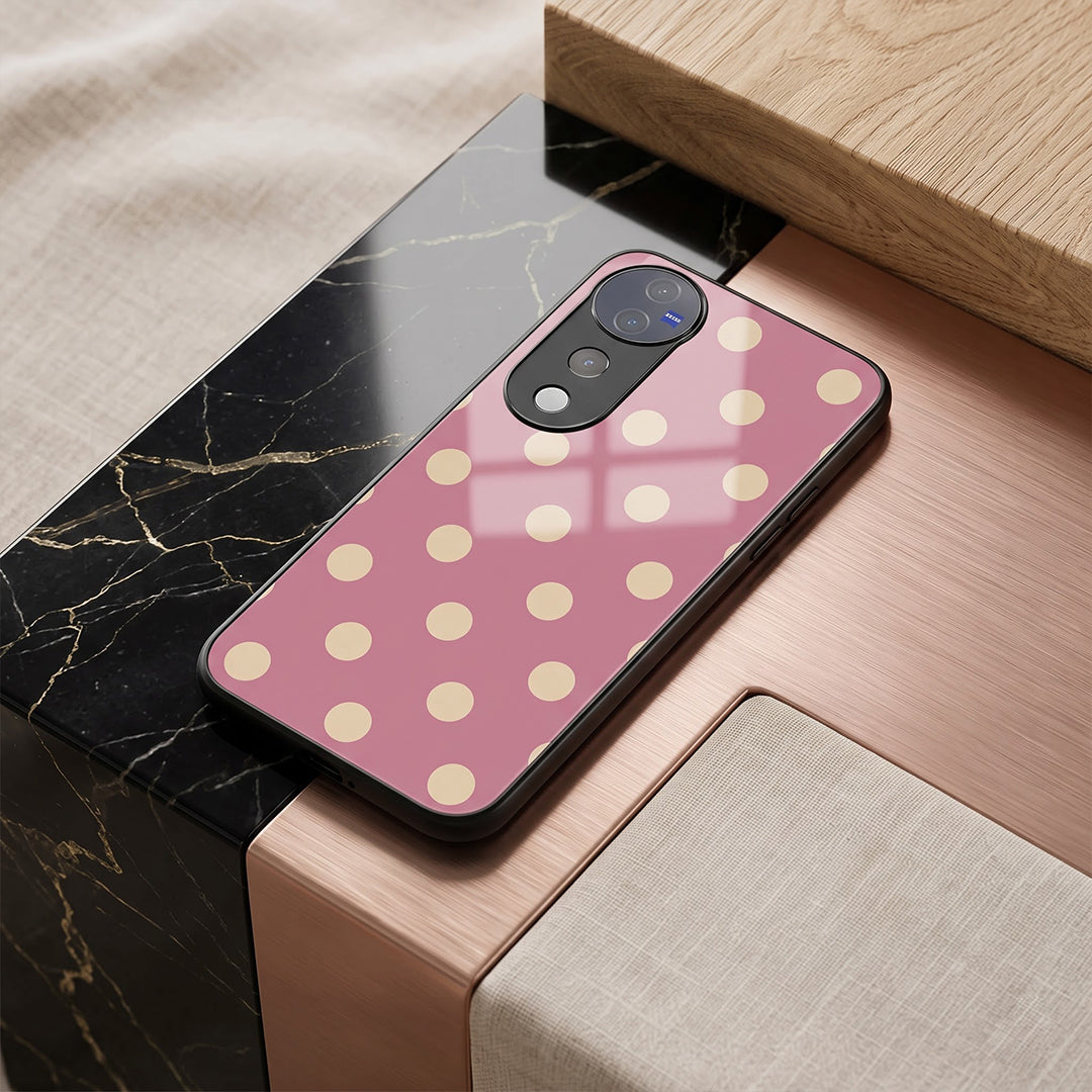 Vivo V40 Pro 5G Elegant Pink & Gold Polka Dot Acrylic Back Cover