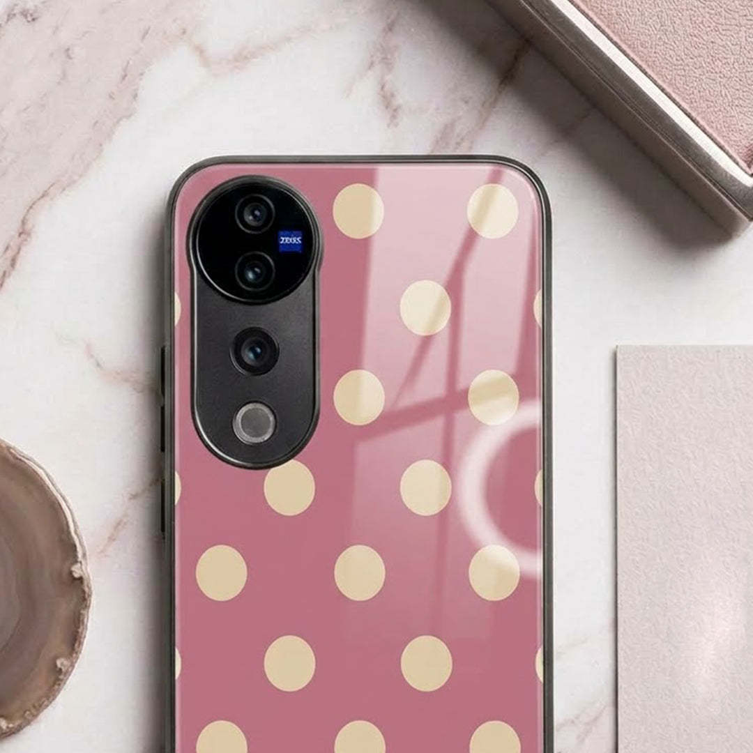 Vivo V40 Pro 5G Elegant Pink & Gold Polka Dot Acrylic Back Cover