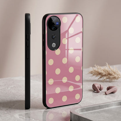 Vivo V40 Pro 5G Elegant Pink & Gold Polka Dot Acrylic Back Cover