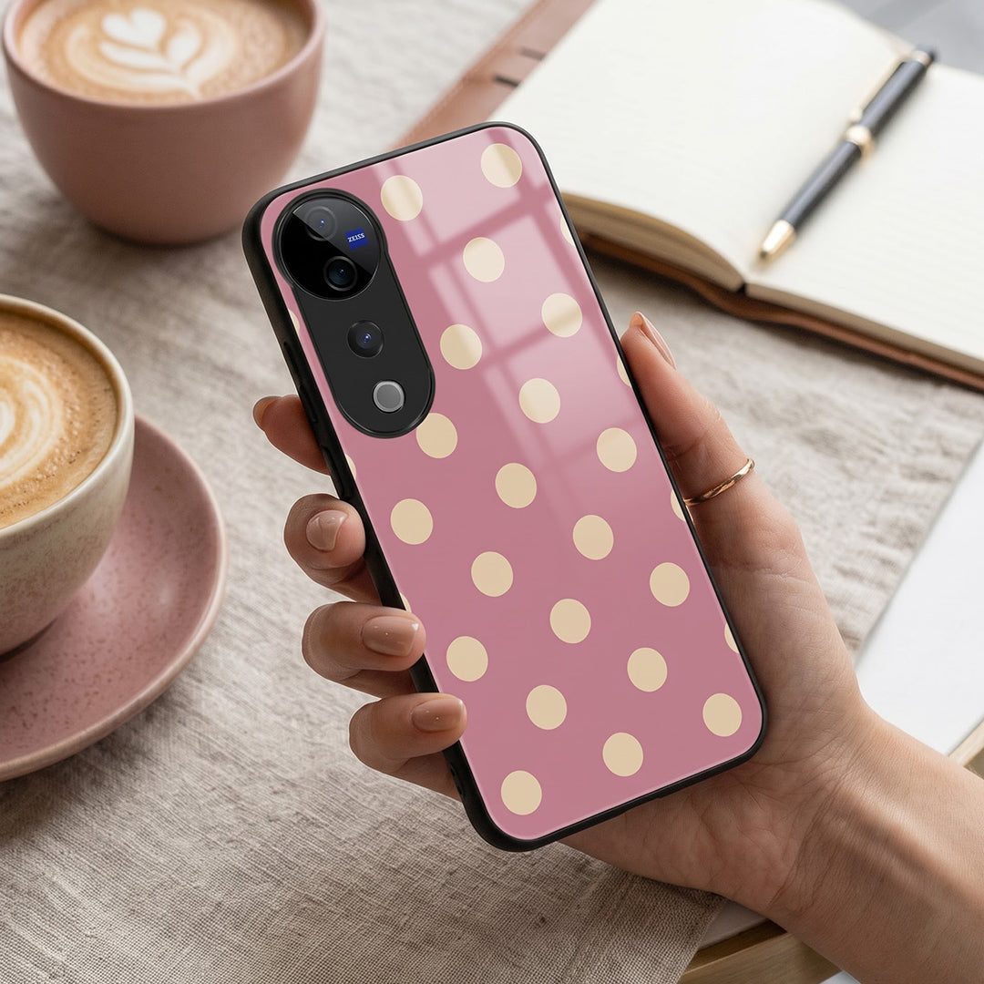 Vivo V40 Pro 5G Elegant Pink & Gold Polka Dot Acrylic Back Cover