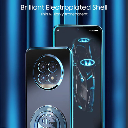 Smartphone with electroplated shell on a blue gradient background
