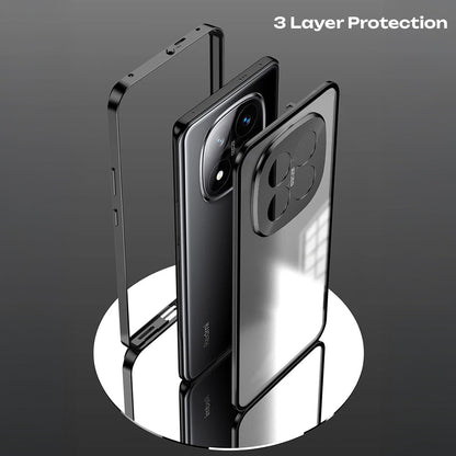 Redmi Note 14 Pro+ 5G Aluminium Metal Bumper Shield Transparent Back Case
