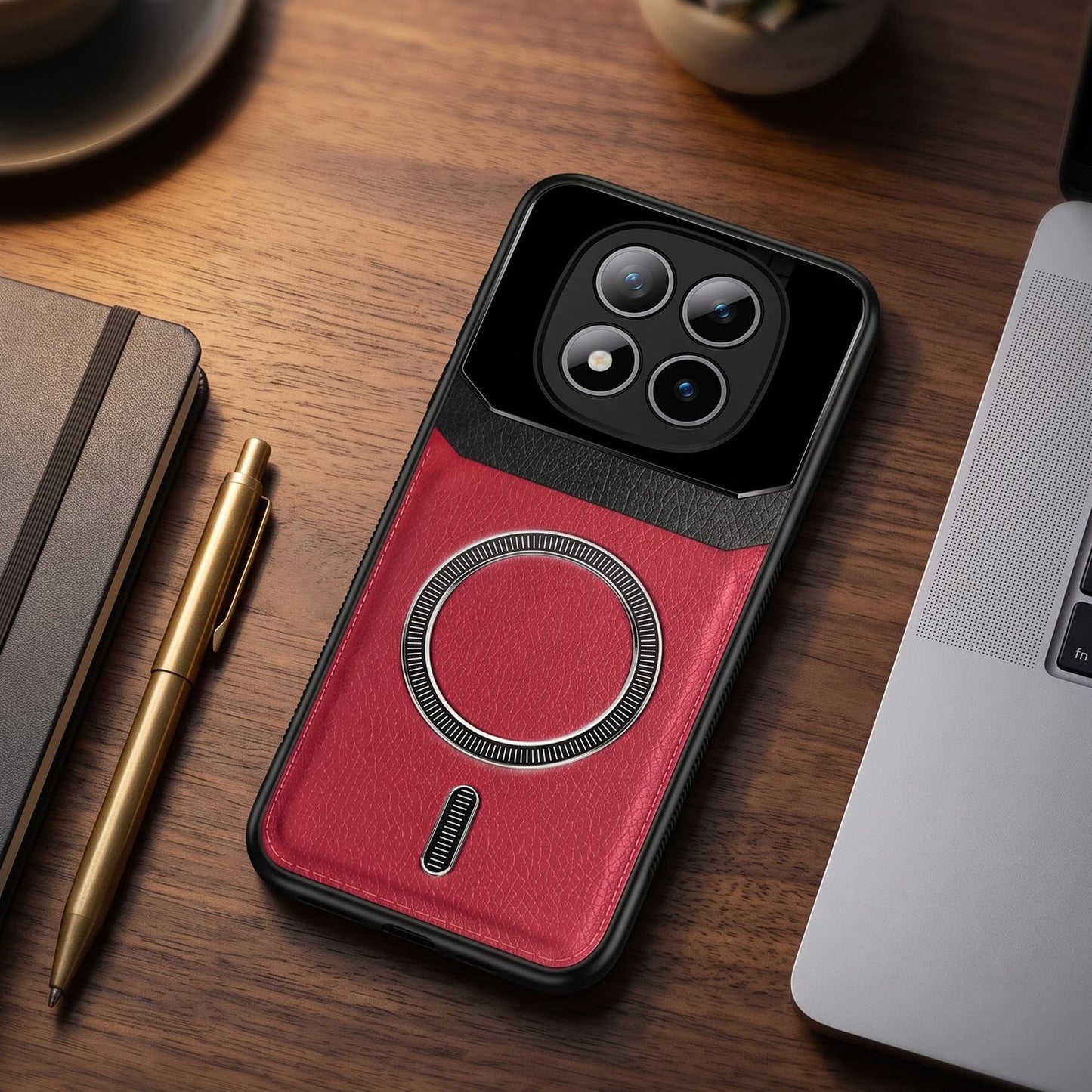 Redmi Note 15 Pro+ 5G Premium Magsafe Magnetic Leather Lens Protective Case