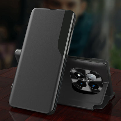 Black phone case on a wooden surface with a blurred background
