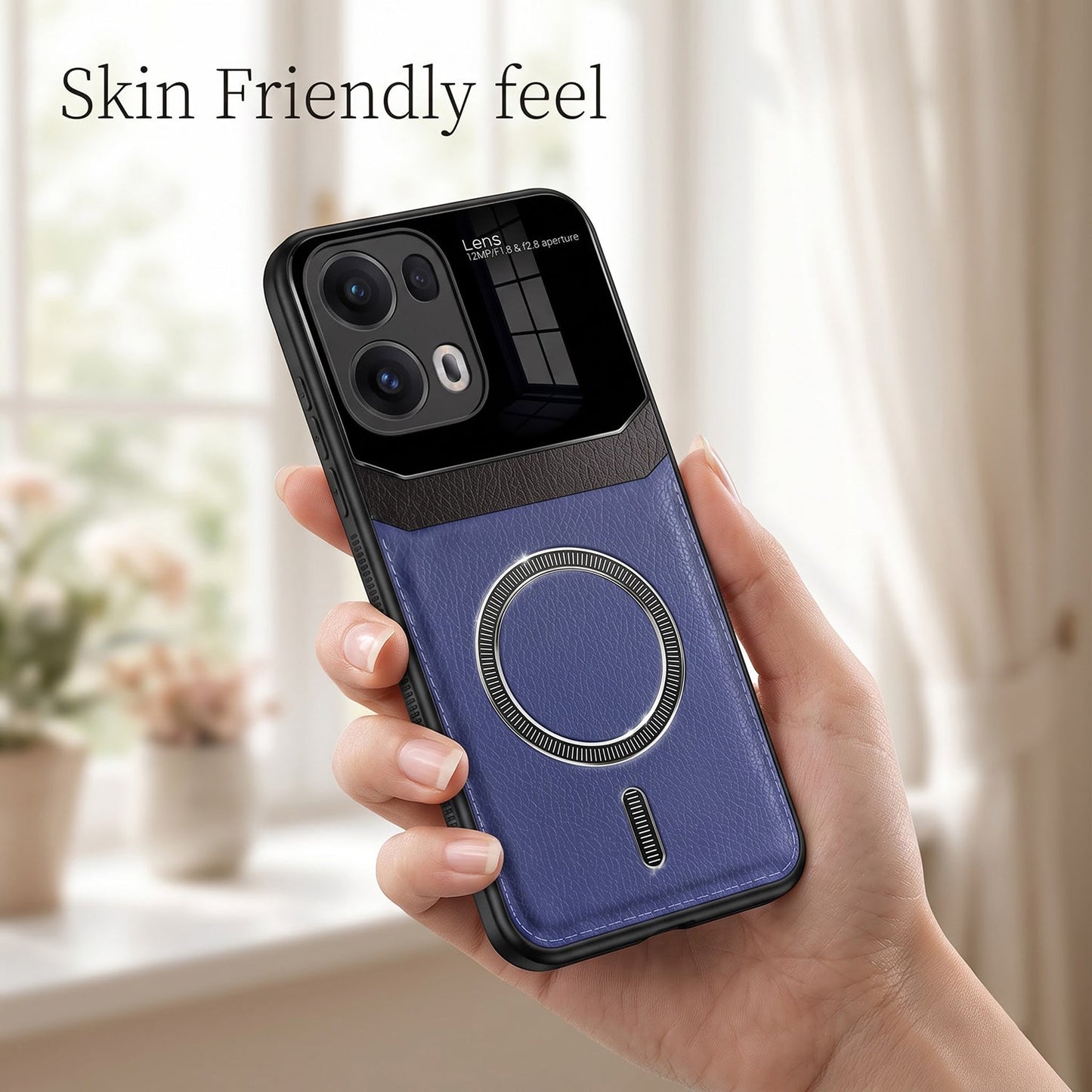Oppo Reno 13 Pro 5G Premium Magsafe Magnetic Leather Lens Protective Case