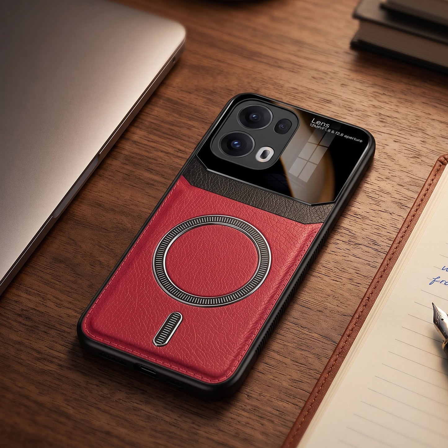 Oppo Reno 13 Pro 5G Premium Magsafe Magnetic Leather Lens Protective Case