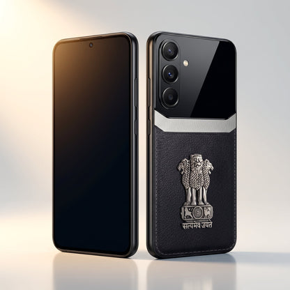 Galaxy A56 5G Satyamev Jayate 3D Metal Leather Back Case