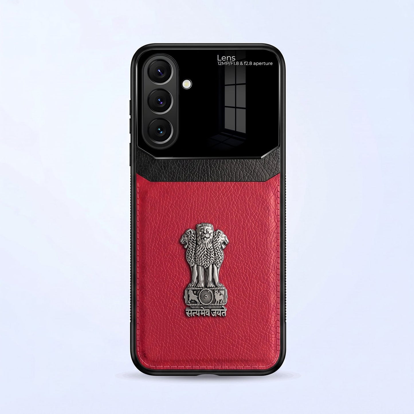 Samsung Galaxy A57 5G Satyamev Jayate 3D Metal Leather Back Case