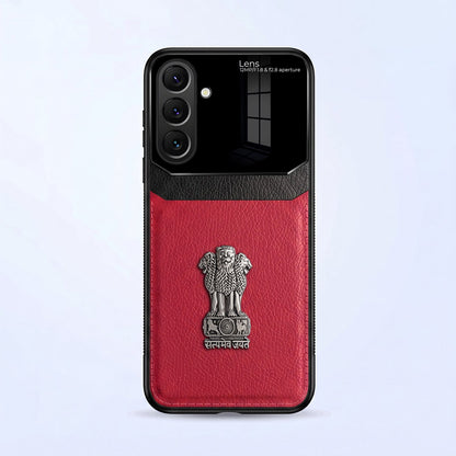 Samsung Galaxy A27 5G Satyamev Jayate 3D Metal Leather Back Case