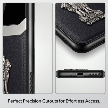 Galaxy A16 5G Satyamev Jayate 3D Metal Leather Back Case