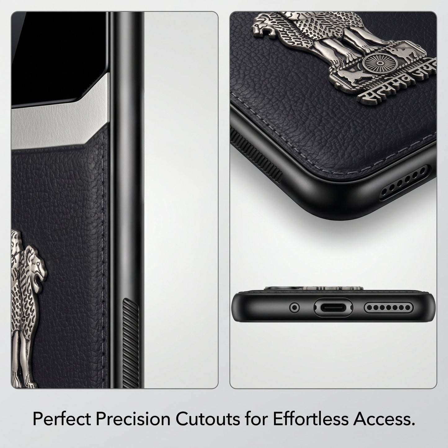Galaxy M56 5G Satyamev Jayate 3D Metal Leather Back Case