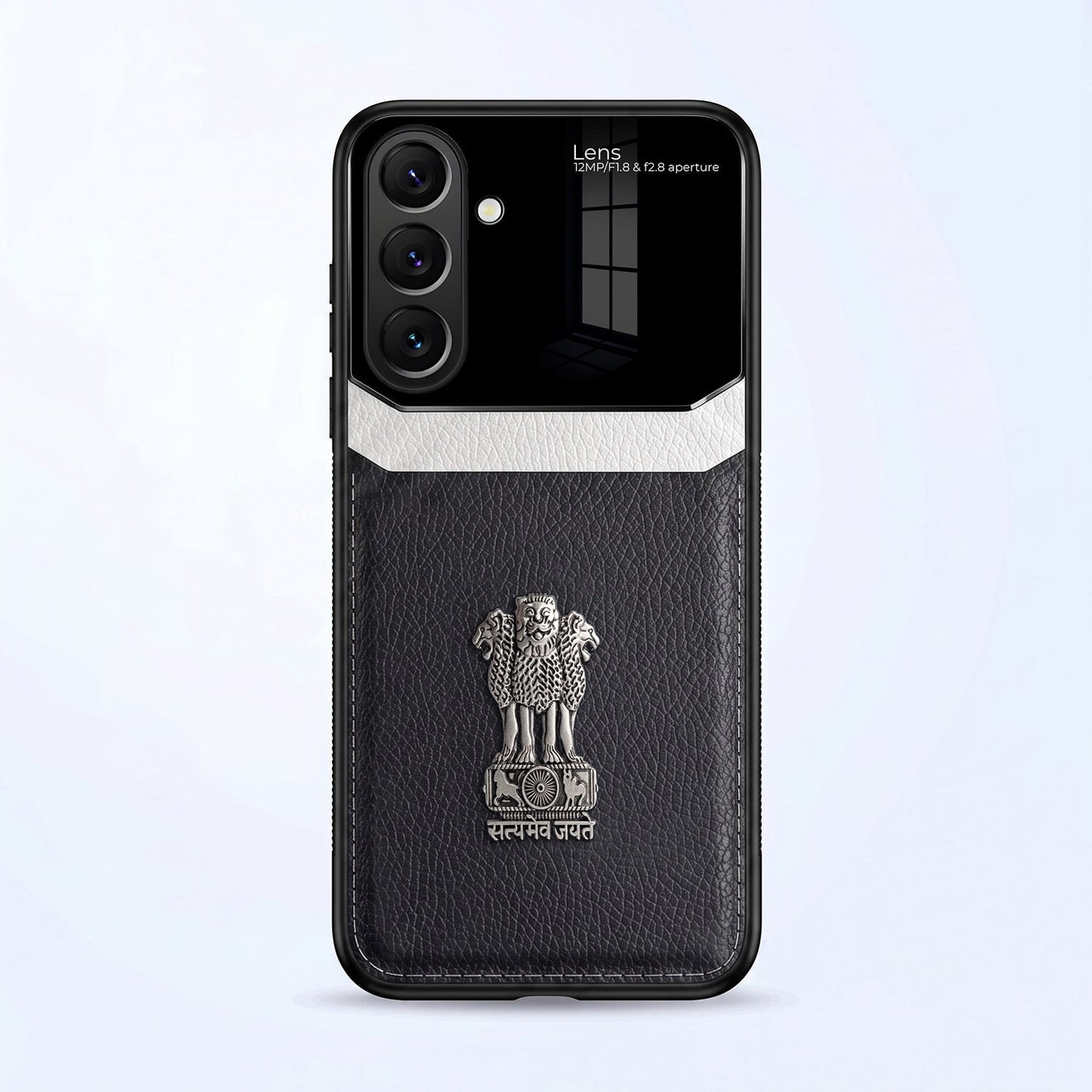 Samsung Galaxy A57 5G Satyamev Jayate 3D Metal Leather Back Case