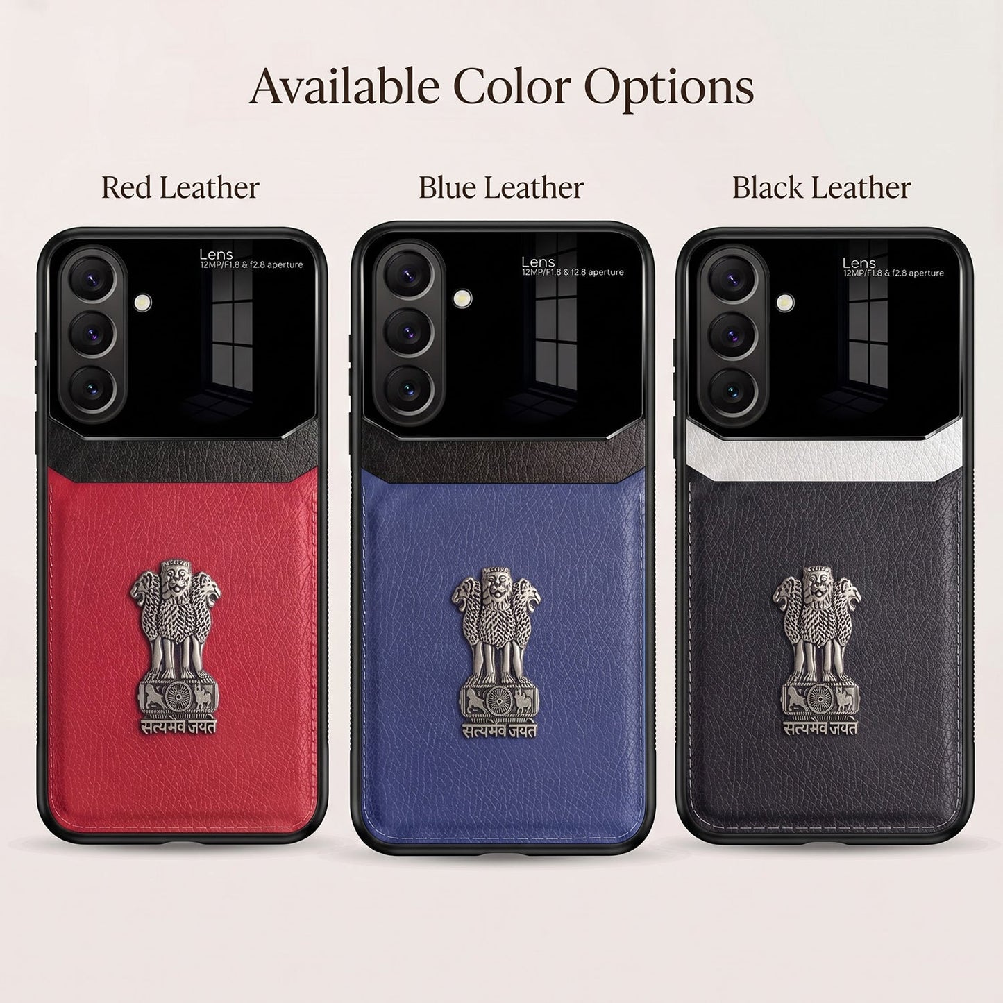 Samsung Galaxy A57 5G Satyamev Jayate 3D Metal Leather Back Case