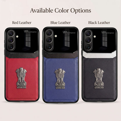 Samsung Galaxy A57 5G Satyamev Jayate 3D Metal Leather Back Case