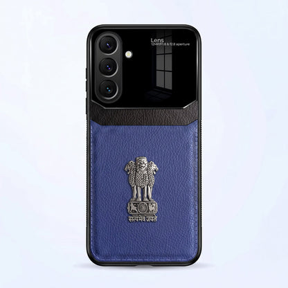 Samsung Galaxy A27 5G Satyamev Jayate 3D Metal Leather Back Case