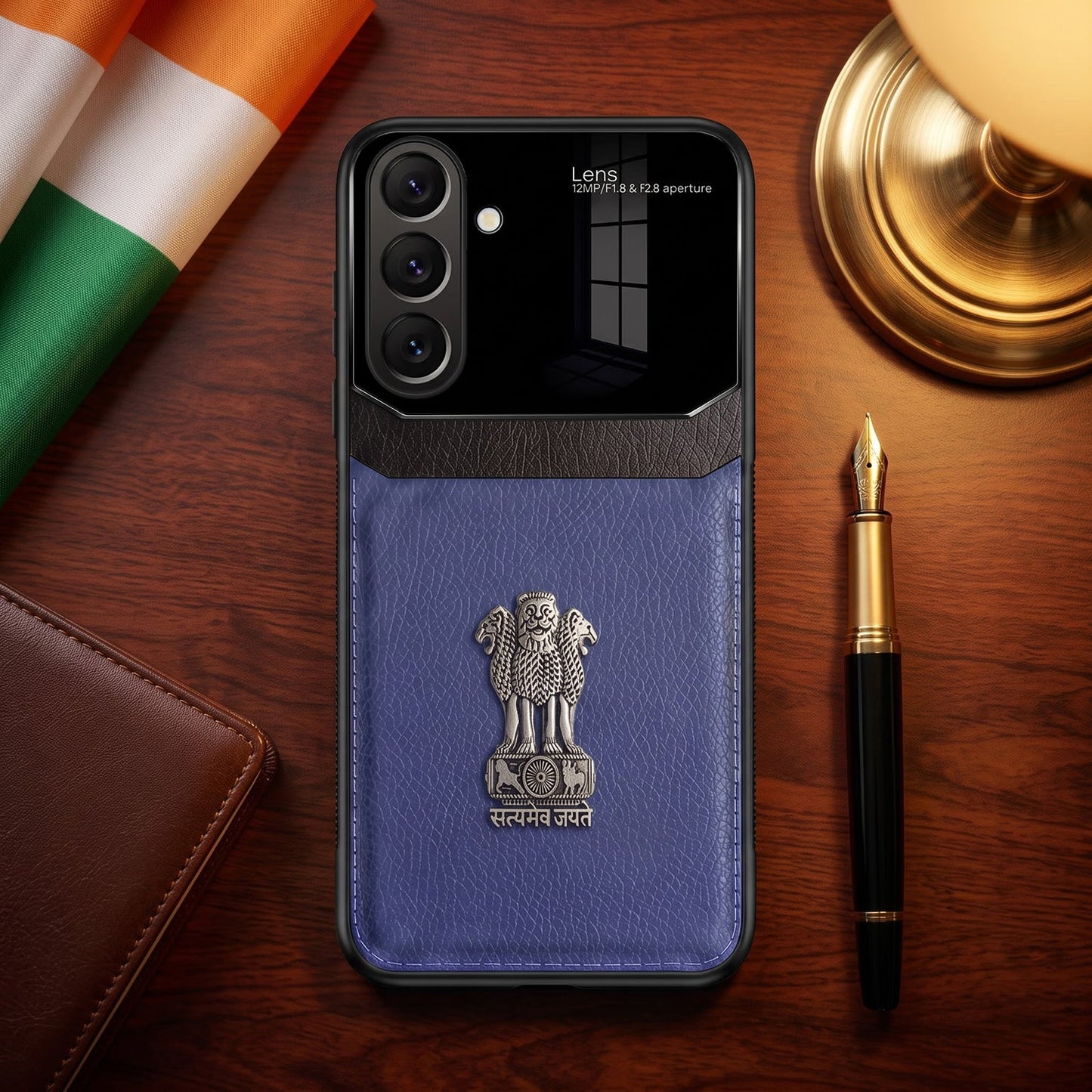 Samsung Galaxy A27 5G Satyamev Jayate 3D Metal Leather Back Case