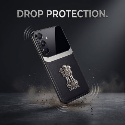 Galaxy A16 5G Satyamev Jayate 3D Metal Leather Back Case