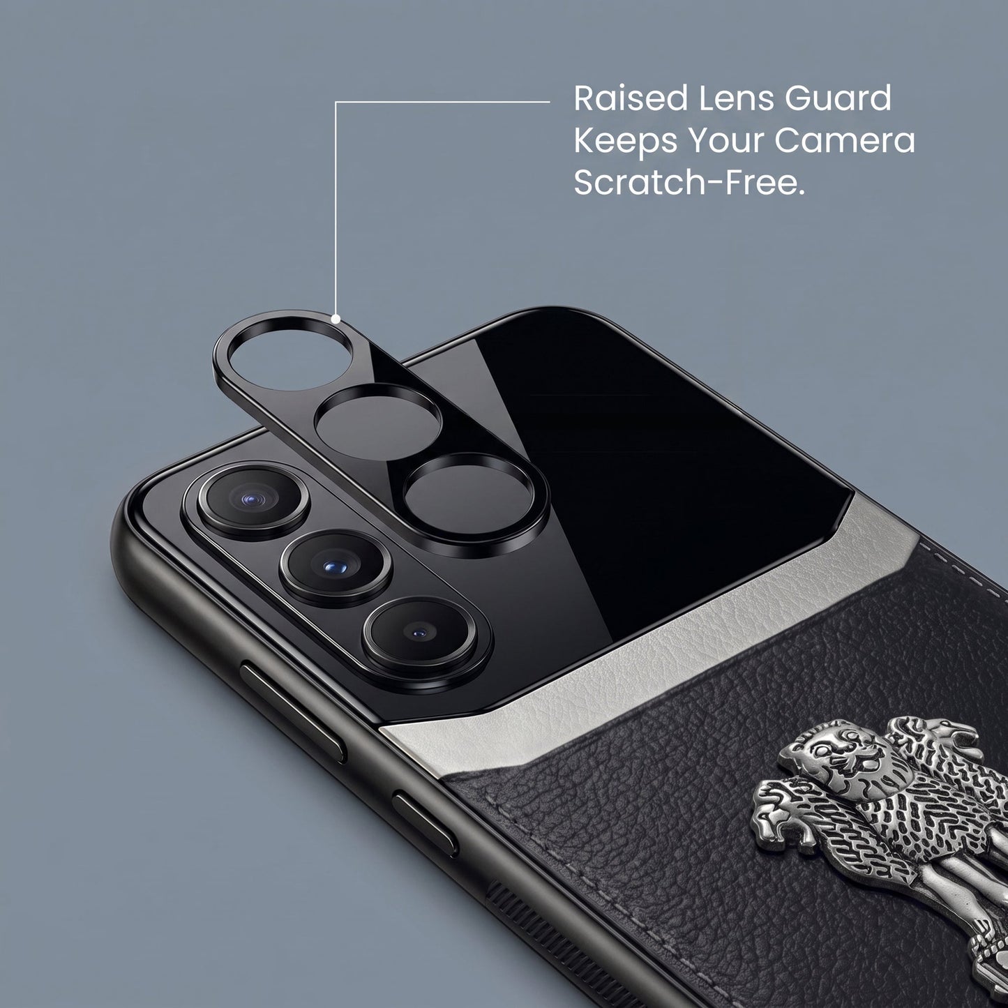 Galaxy A36 5G Satyamev Jayate 3D Metal Leather Back Case