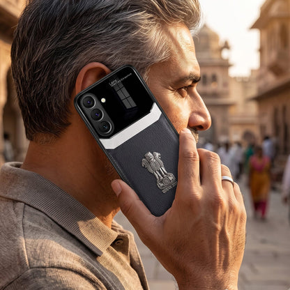 Samsung Galaxy A27 5G Satyamev Jayate 3D Metal Leather Back Case
