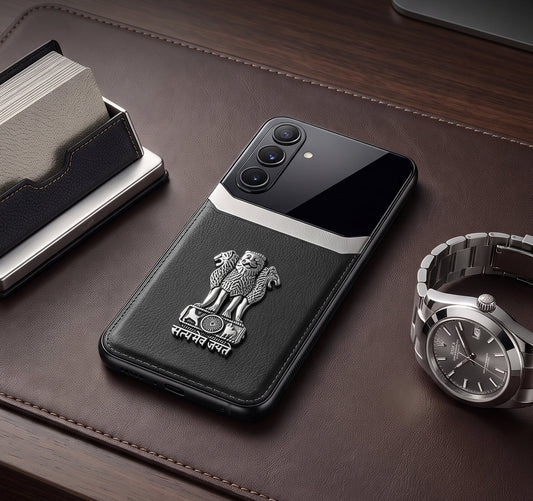 Galaxy A36 5G Satyamev Jayate 3D Metal Leather Back Case