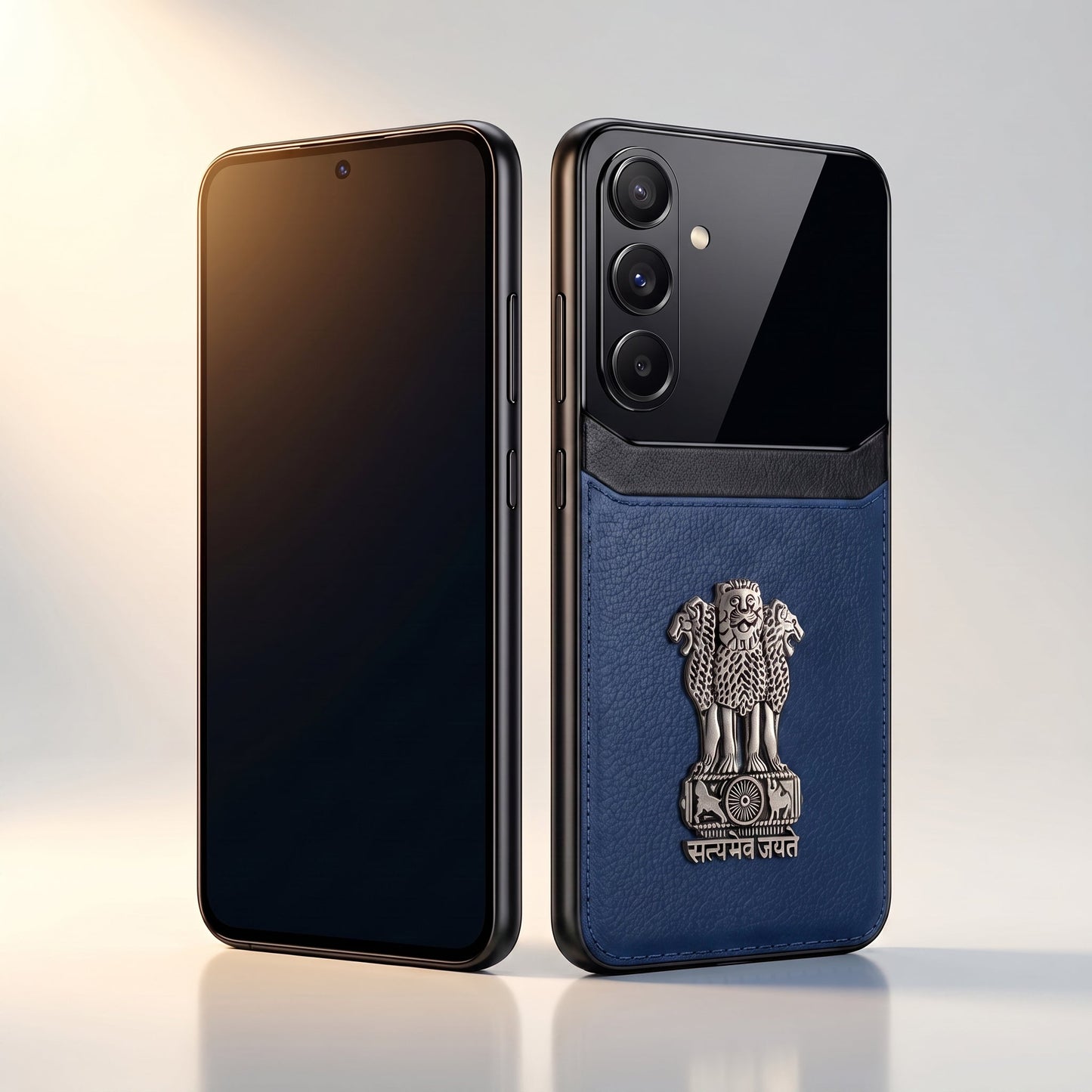 Galaxy A56 5G Satyamev Jayate 3D Metal Leather Back Case