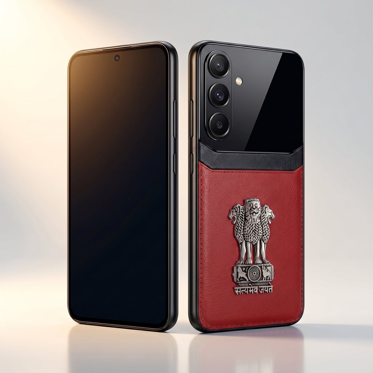 Galaxy A56 5G Satyamev Jayate 3D Metal Leather Back Case
