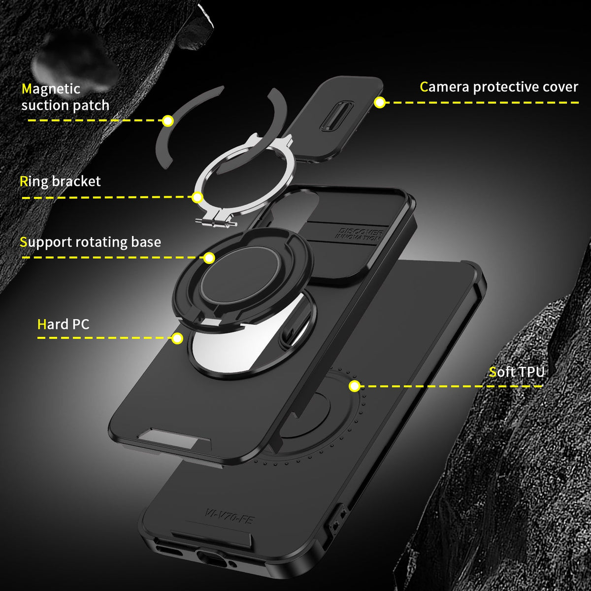Vivo V70 FE 5G Luxury Magnetic Ring Stand Armor Case