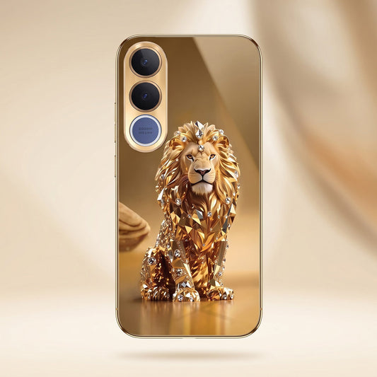 Vivo V70 FE 5G Luxury Lion Gold Electroplated Glass Phone Back Case