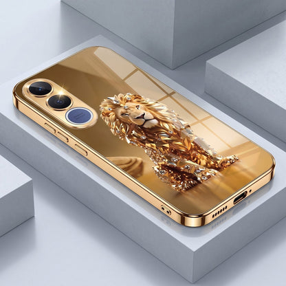 Vivo V70 FE 5G Luxury Lion Gold Electroplated Glass Phone Back Case