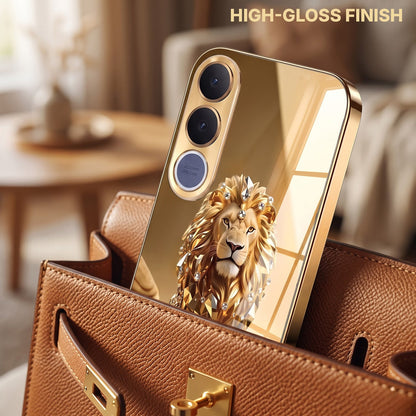Vivo V70 FE 5G Luxury Lion Gold Electroplated Glass Phone Back Case