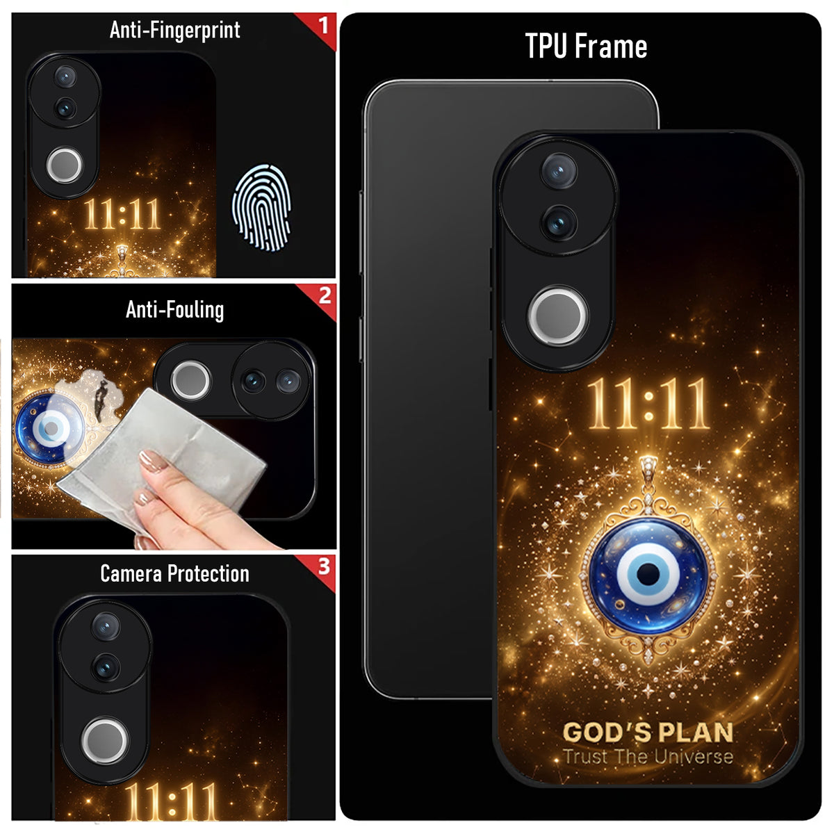 Vivo V50 5G God’s Plan Evil Eye Acrylic Glass Back Case