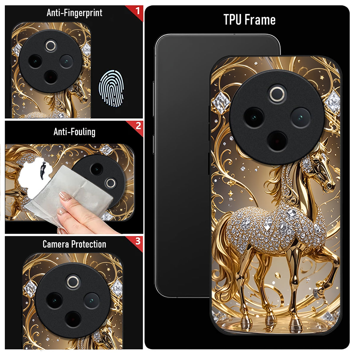 Vivo T4 5G Luxury Horse Texture Acrylic Glass Back Case