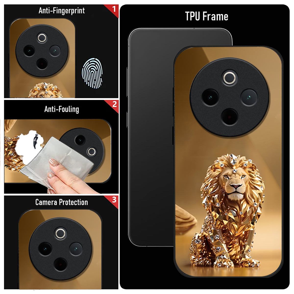 Vivo T4 5G Luxury Lion Acrylic Glass Back Case