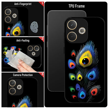 Oppo A5 Pro 5G Premium Peacock Feather Acrylic Glass Back Case