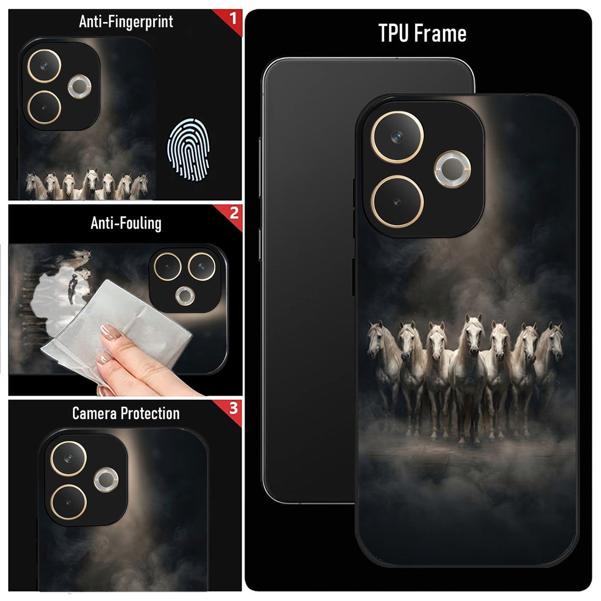 Oppo A5 Pro 5G Running Horses Acrylic Glass Back Case