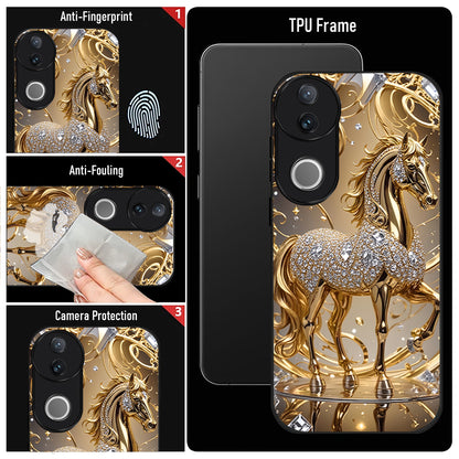 Vivo V50 5G Luxury Horse Texture Acrylic Glass Back Case