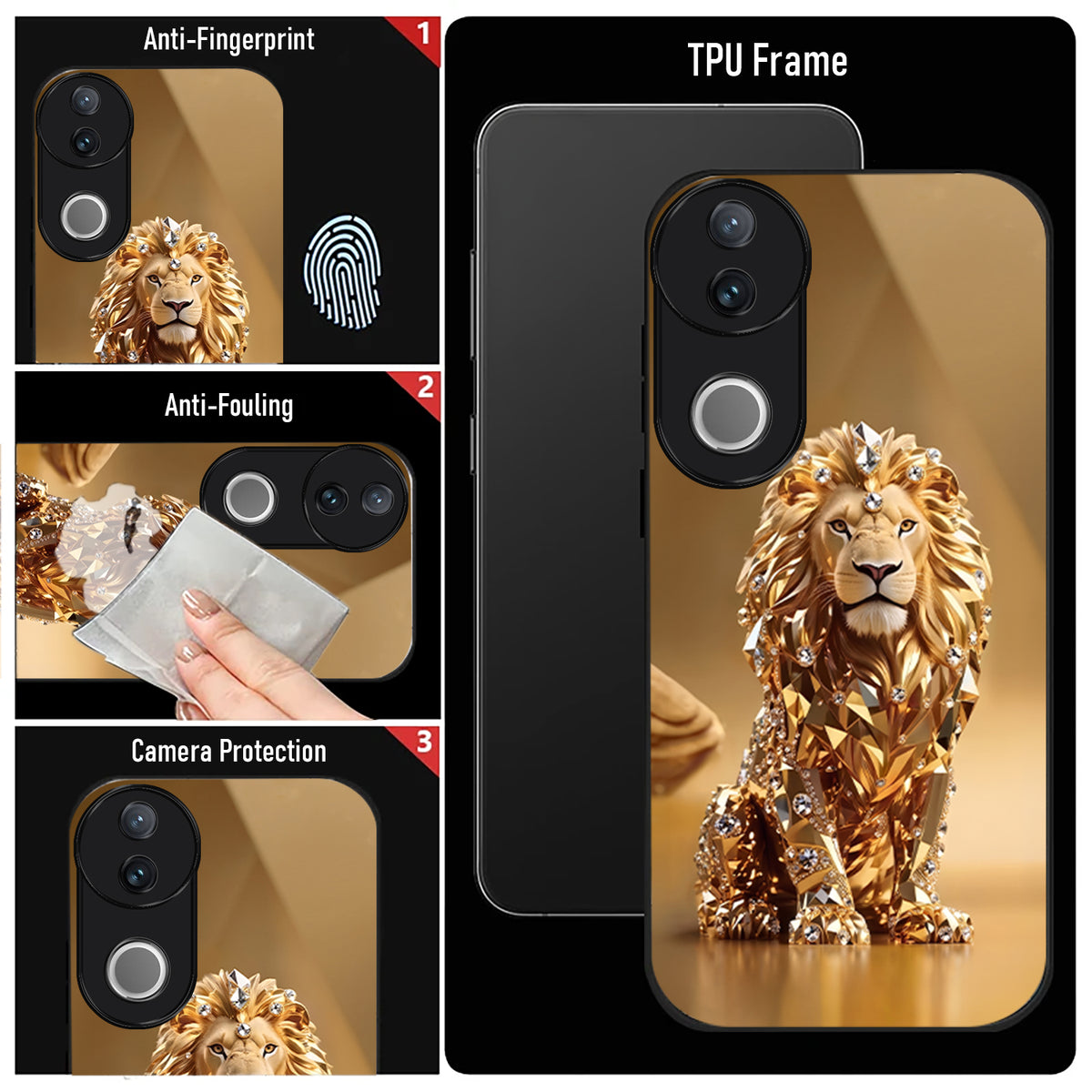 Vivo V50 5G Luxury Lion Acrylic Glass Back Case