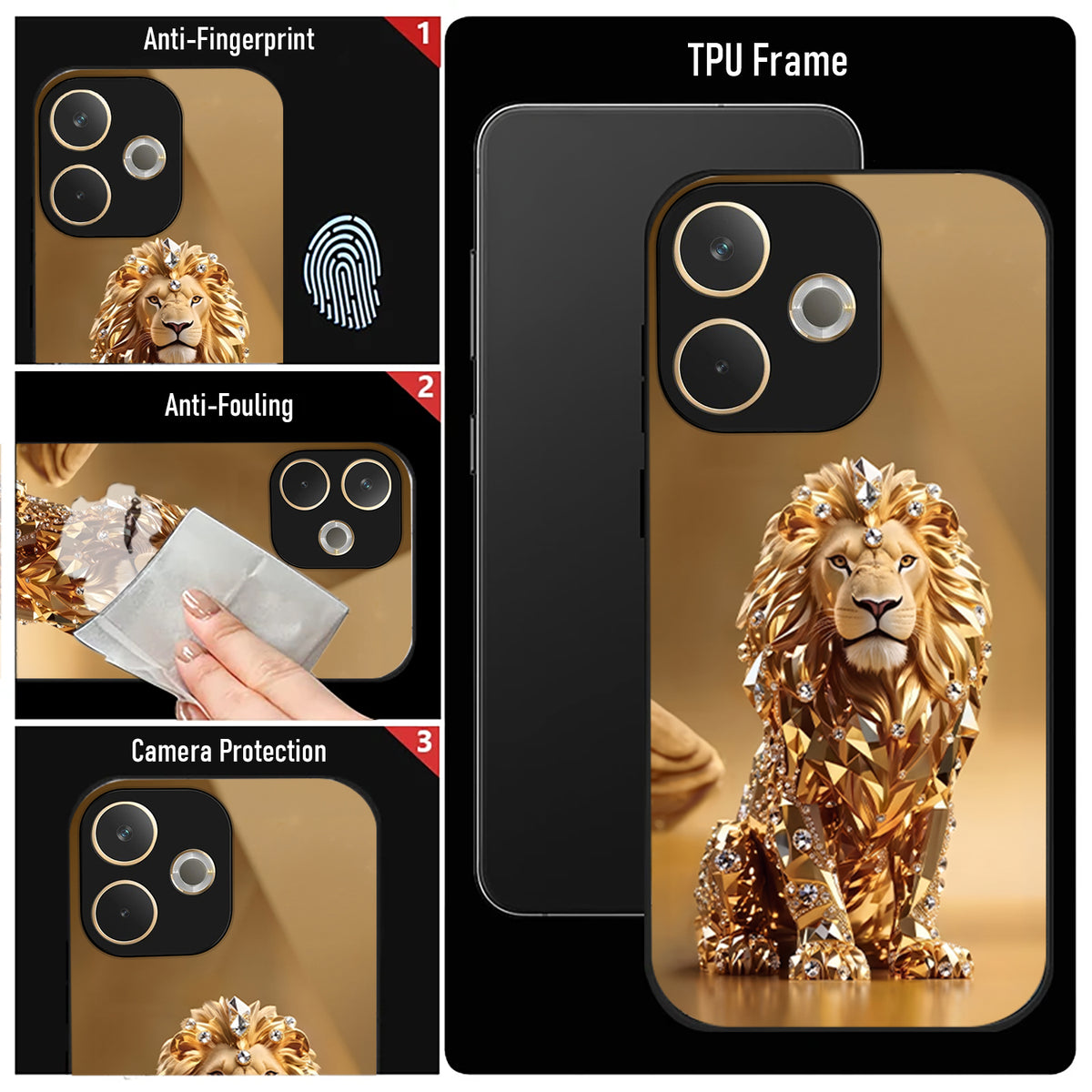 Oppo A5 Pro 5G Luxury Lion Acrylic Glass Back Case