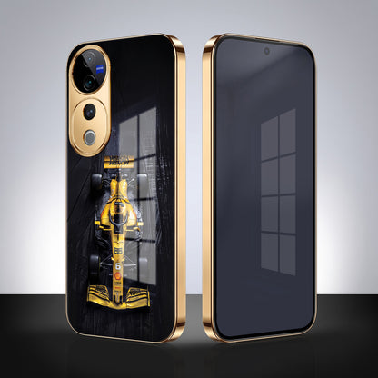 Vivo V40 Pro 5G F1 Racing Car Gold Electroplated Glass Phone Back Case
