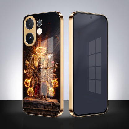 Vivo V60 5G Lord Narasimha Gold Electroplated Glass Phone Back Case