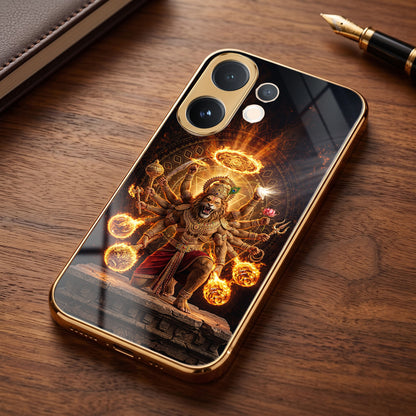 Vivo V60 5G Lord Narasimha Gold Electroplated Glass Phone Back Case